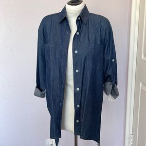 NWOT - Denim and Chiffon-Back Shirt